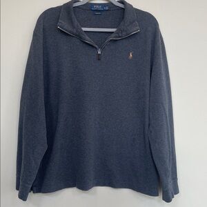 Ralph Lauren Estate Rib Charcoal Knit Pullover. 1/4‎ Zip. 100% Cotton. Size XL